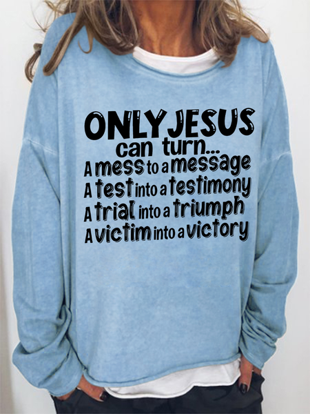 

Only Jesus Can Turn Crew Neck Casual Sweatshirt, Light blue, Hoodies&Sweatshirts