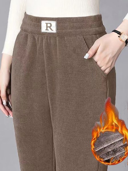 

Casual Plain Pants, Khaki, Pants