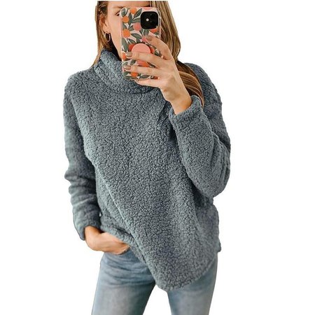 

Casual Turtleneck Plain Sweatshirt, Blue, Hoodies & Sweatshirts