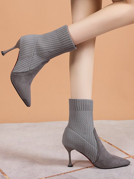 

Autumn Nylon Casual Striped Fashion Boots, Gray, Boots