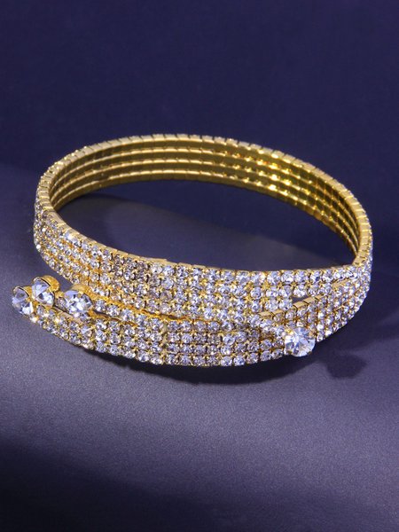 

Party Sparkling Rhinestone Metal Cuff Bangle, Golden, Earrings