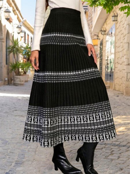 Ethnic Boho Skirt, Black, Skirts