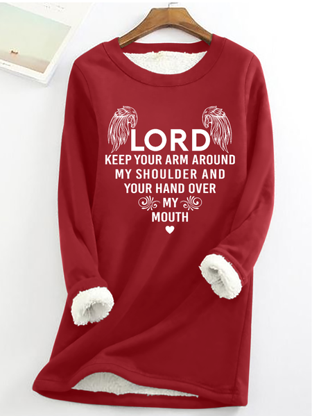

Lord Keep Your Arm Around My Shoulder And Your Hand Over My Mouth Casual Fleece Sweatshirt, Red, Hoodies&Sweatshirts