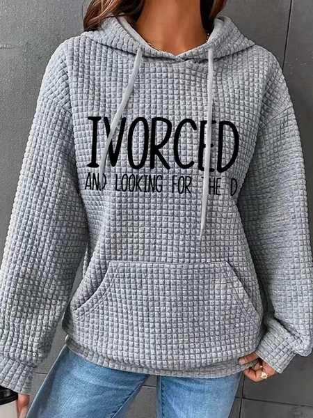 

Divorced Simple Cotton-Blend Hoodie, Gray, Hoodies&Sweatshirts