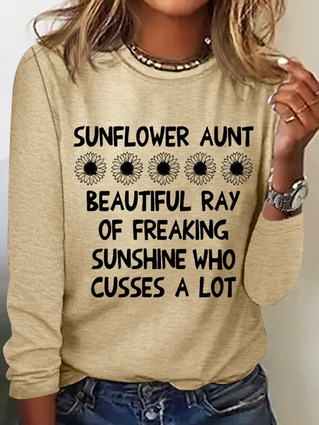 

Sunflower Aunt Casual Cotton-Blend Regular Fit Long Sleeve Shirt, Khaki, Long sleeves