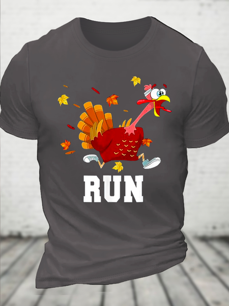 

Cotton Turkey Run Costume Thanksgiving Running Turkey Trot Casual T-Shirt, Deep gray, T-shirts