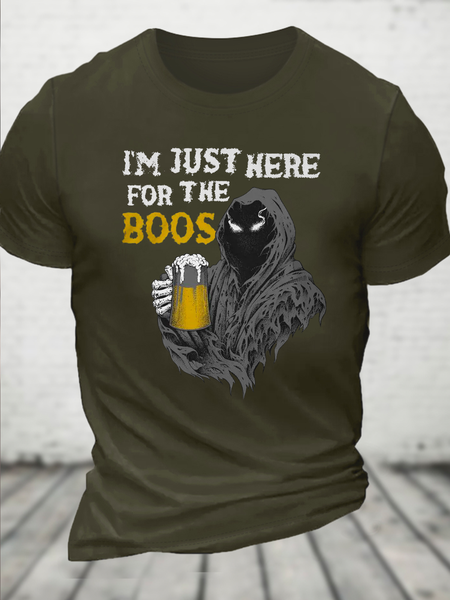 

Cotton Here For The Boos Loose Casual Crew Neck T-Shirt, Green, T-shirts