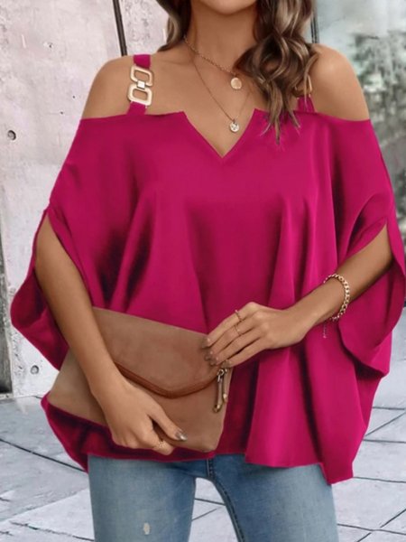 

Loose Plain Casual Shirt, Deep pink, Shirts & Blouses