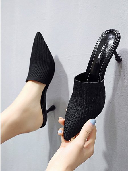 

Women Minimalist Breathable Mesh Fabric Stiletto Heel Mules, Black, Heels