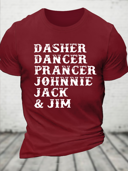 

Cotton Dasher Dancer Prancer Johnnie Jack & Jim Loose Casual Crew Neck T-Shirt, Red, T-shirts