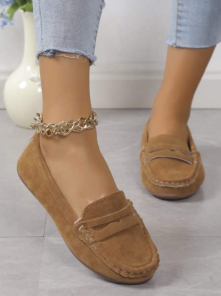 

Faux Suede Casual Plain All Season Loafers, Camel, Flats & Loafers