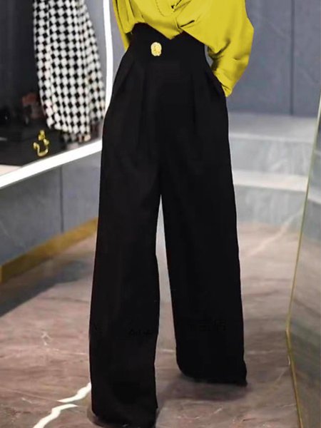 

Urban Regular Fit Plain Fashion Pants, Black, Pants