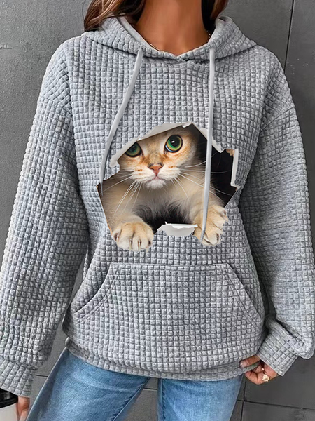 

Casual Hoodie Cat Hoodie, Gray, Hoodies & Sweatshirts
