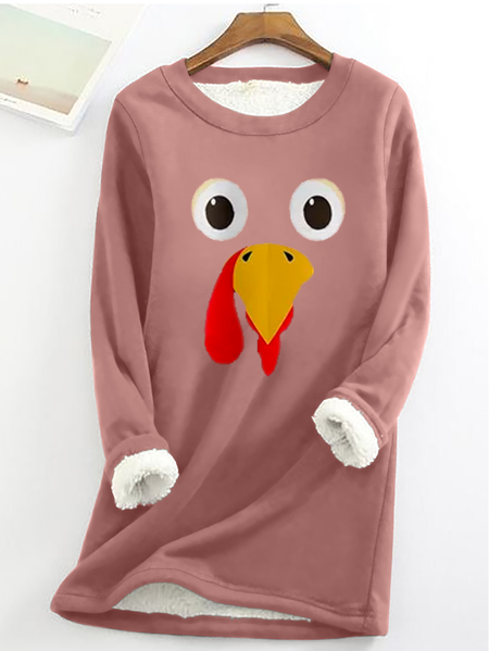 

Cotton Turkey Crew Neck Text Letters Casual Fleece Sweatshirt, Pink, Hoodies&Sweatshirts