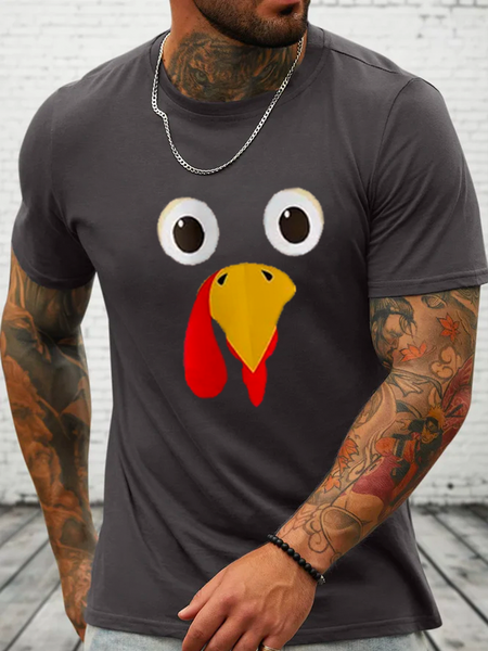 

Cotton Turkey Loose Crew Neck Casual T-Shirt, Deep gray, T-shirts