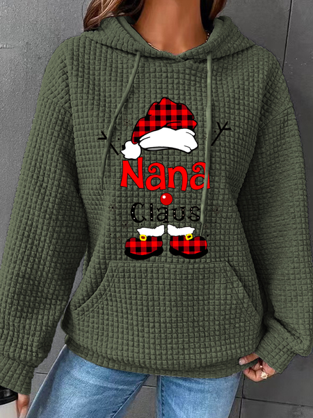 

Christmas Grandma Claus Snowflake Casual Santa Claus Loose Hoodie, Green, Hoodies&Sweatshirts