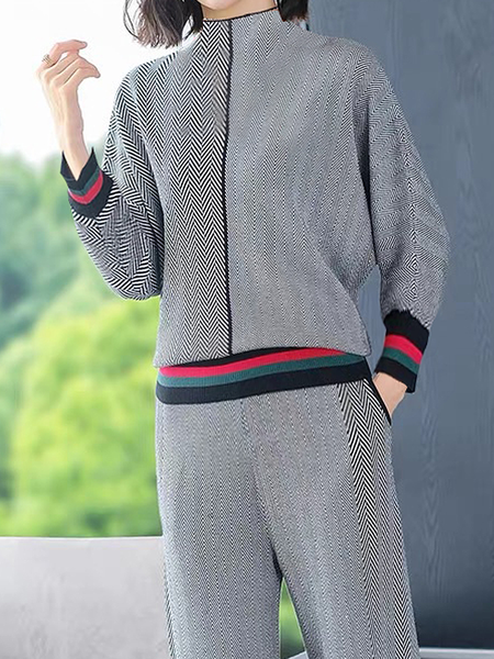 

Medium Elasticity Urban Loose Stand Collar Long Sleeve Sweater, Gray, Pullovers