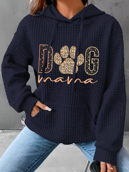

Dog Mama Loose Simple Hoodie, Blue, Hoodies&Sweatshirts