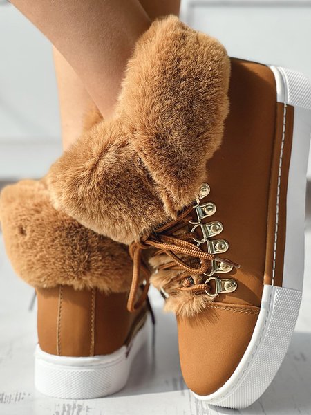 

Casual Winter Cotton-Padded Boots, Yellow brown, Women Shoes