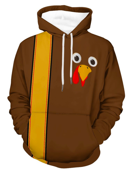 

Gobble Gobble Turkey Loose Casual Hoodie, Brown, Hoodies&Sweatshirts