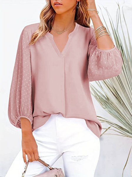 

Loose Elegant V Neck Shirt, Pink, Shirts & Blouses