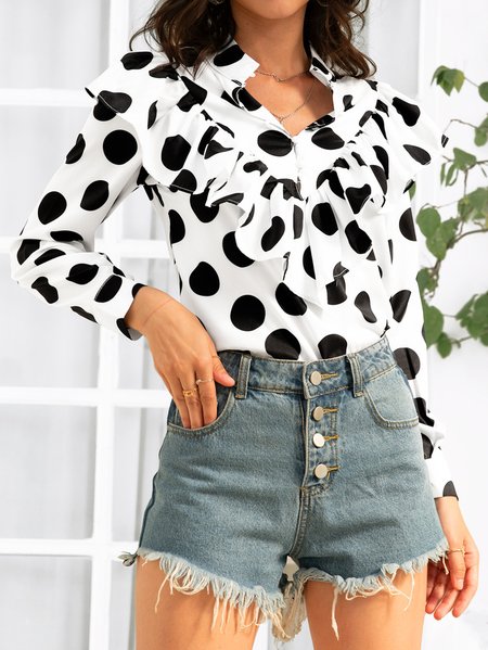 

Loose Elegant Shirt Collar Blouse, White, Shirts & Blouses