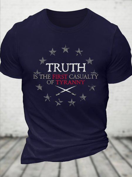 Cotton Truth Is The First Crew Neck Casual Loose T-Shirt, Dark blue, T-shirts