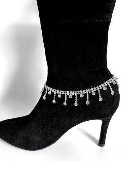 

Single Rhinestone Tassel Boot Decoration Shoe Accessory, As picture, Heels