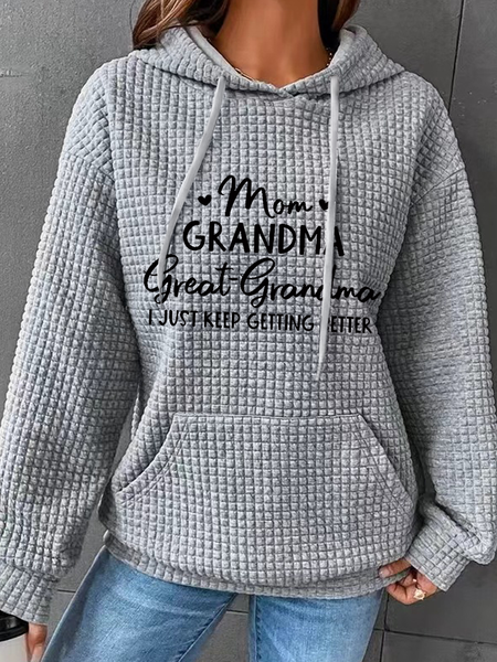 

Mom Grandma Great-Grandma Simple Hoodie Loose Hoodie, Gray, Hoodies&Sweatshirts