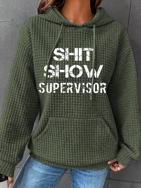 

Funny Word Shit ShowHoodie Casual Loose Text Letters Hoodie, Green, Hoodies&Sweatshirts