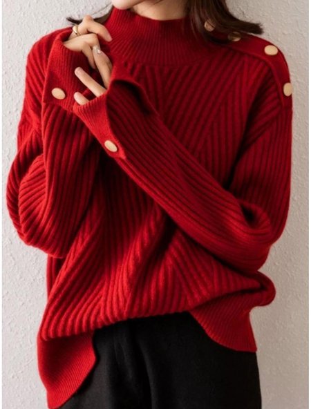 Casual Crew Neck Plain Loose Sweater