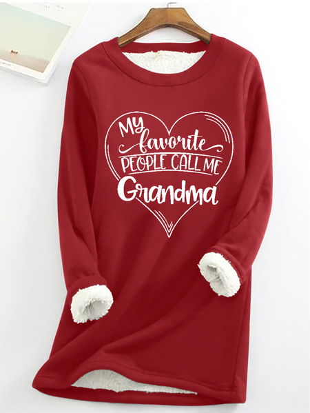 

Women's Funny Word Favorite People Call Me Grandma Simple Text Letters Fleece Sweatshirt, Red, Hoodies&Sweatshirts