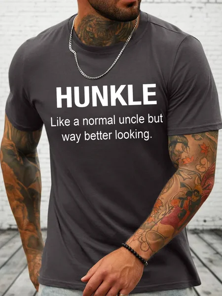 

Cotton Funny Hunkle Casual Loose Crew Neck T-Shirt, Deep gray, T-shirts