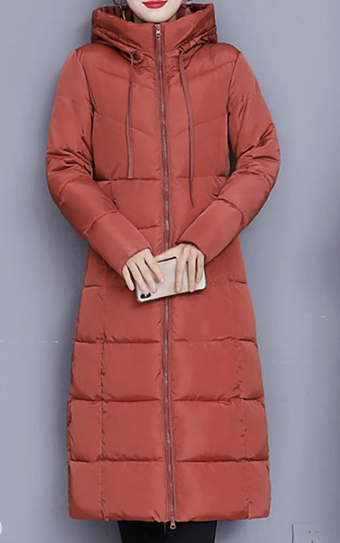 

Women's Plain Hooded Zipper Thicken Loose Padded Jacket, Cameo, Coats