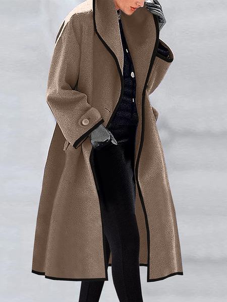 

Shawl Collar Loose Casual Coat, Camel, Coats