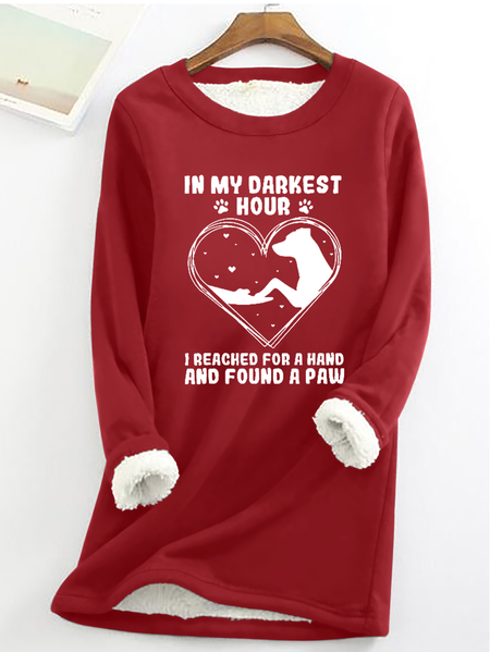 

In My Darkest Hour I Reached For A Hand And Found A Paw Print Cotton-Blend Casual Sweatshirt, Red, Hoodies&Sweatshirts