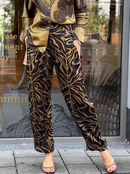 

Regular Fit Abstract Casual Pants, As picture, Pants