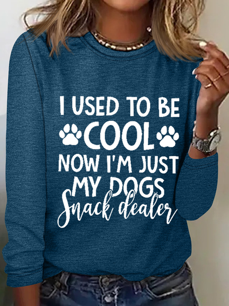 

I Used To Be Cool Now I'm Just My Dogs Snack Dealer Dog Casual Shirt, Blue, Long sleeves