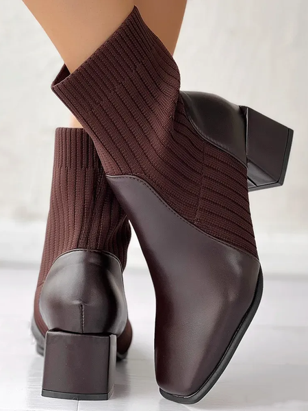 Pu Autumn Casual Chelsea Boots, Red brown, Boots