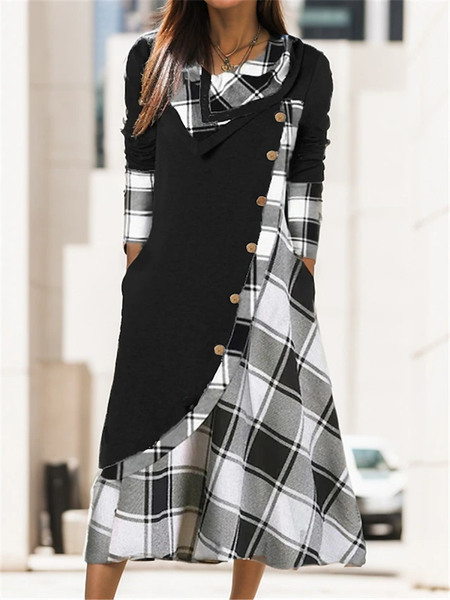 

Casual Asymmetrical Dress, Black, Maxi Dresses