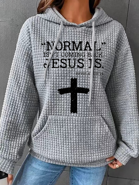 

Normal Isn’t Coming Back Jesus Is Revelation 14 Hoodie Loose Casual Hoodie, Gray, Hoodies&Sweatshirts