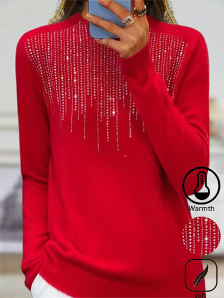

Women Wool/Knitting Plain Holiday Long Sleeve Comfy Casual Sweater, Red, Sweaters