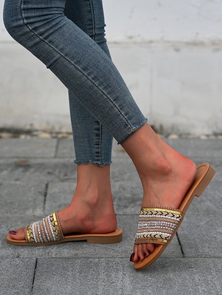 

Elegant Plain Slip On High Heel Toe-covered Sandals, Light brown, Women shoes