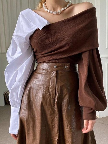 

Plain Loose Others Urban Shirt, As picture, Blouses and Shirts