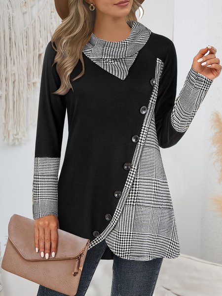 

Casual Plaid Others Loose Shirt, Black, Shirts & Blouses