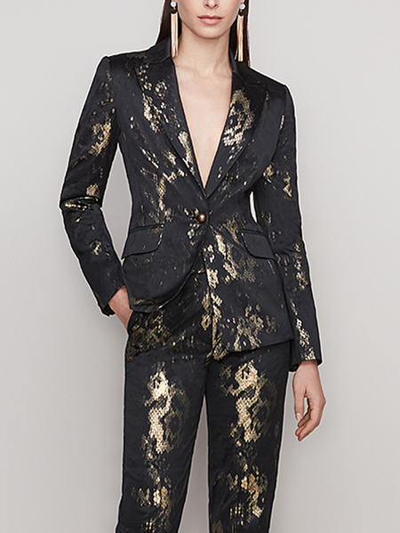 Urban Color Block Lapel Collar Regular Fit Blazer, As picture, Blazers