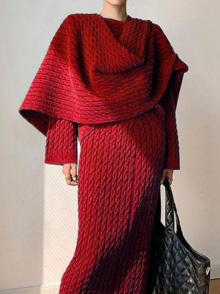 

Plain Casual Sweater, Red, Pullovers