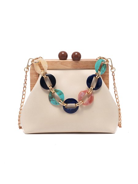 

Detachable Chain Clip Clutch Bag Chain Crossbody Bag, White, Bags