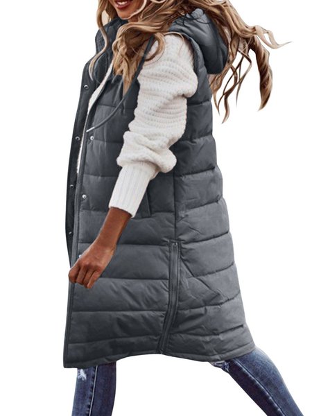 

Women's Plain Thicken Loose Vest, Deep gray, Coats