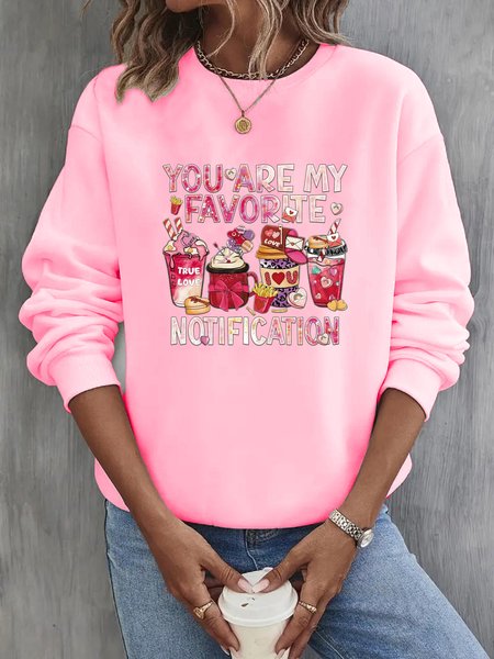 

Text Letters Casual Crew Neck Loose Sweatshirt, Pink, Sweatshirts & Hoodies
